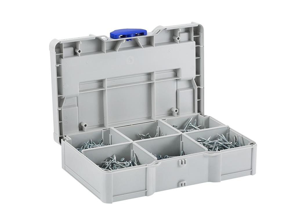 A variable
divider set ensures that small parts are clearly organized. The special lid
contour of the Systainer³ S ensures that all individual parts remain in place
even without an additional lid insert.